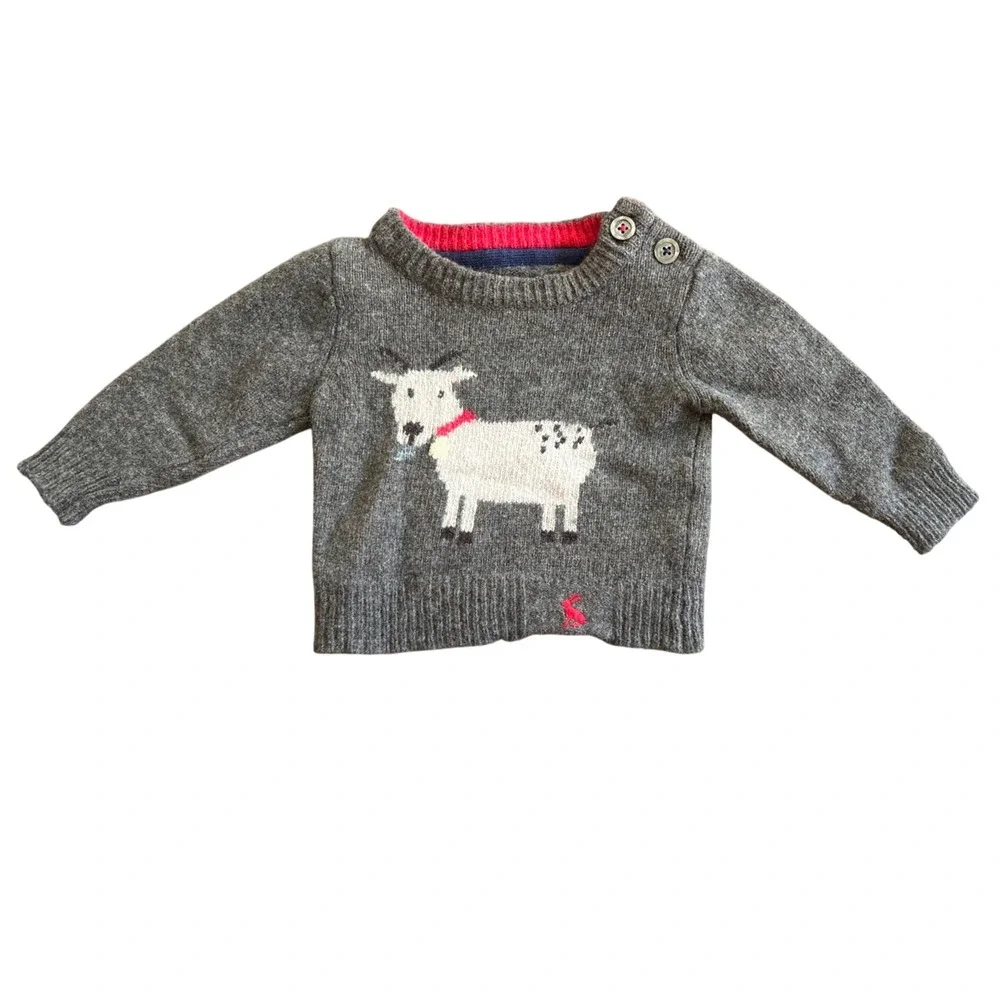Joules‎ Baby Billy Grey Lamb Sweater 3-6 Months Cotton Wool Blend EUC
